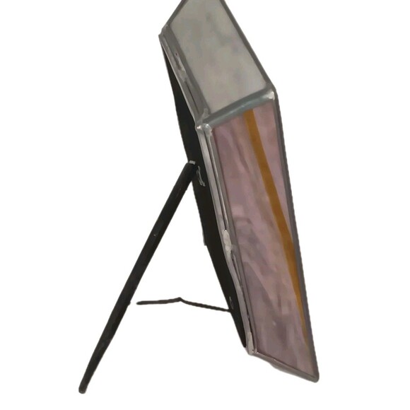 Vintage Light Purple Slag Stained Glass Photo Frame 7.5" x 6.5" Fits 4" x 6" - Picture 7 of 14